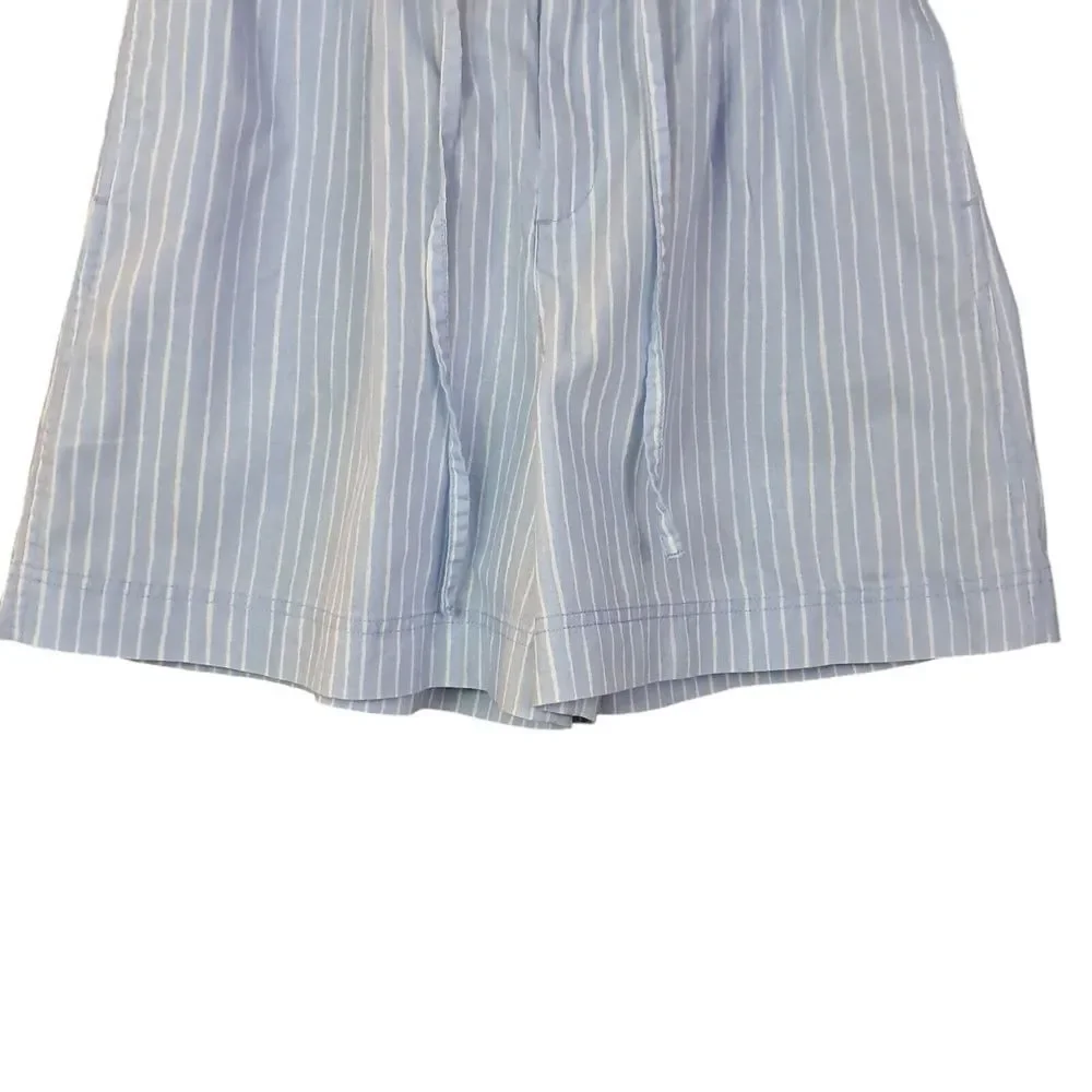 Striped Light Blue Women's Pull-On Shorts